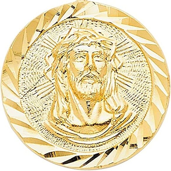 14k Yellow Gold Religious Jesus Christ Stamp Pendant | birthday gift | - Picture 7 of 8